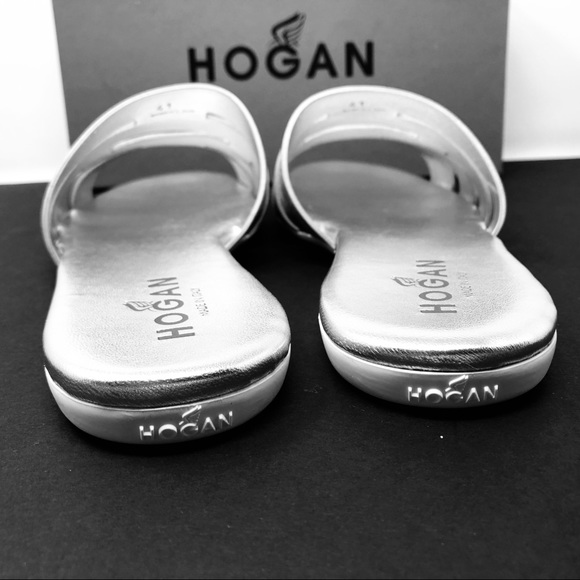 HOGAN SILVER METALLIC SLIDES - Picture 3 of 9